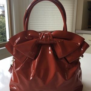 Valentino Garavani Red Patent Leather Bow Handbag
